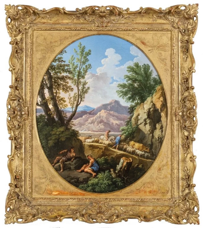 Paesaggio con figure e pastore